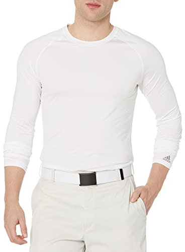 adidas Men's UPF Base Layer Long Sleeve Golf Top, White, XXL