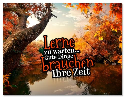 wandmotiv24 Leinwandbild Motivation, Querformat, Lerne zu warten, Gute Dinge, Wald, See M0437