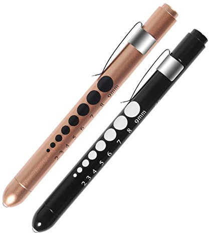 AOICRIE Medical Diagnostic Penlight, Pupillenlicht Mini Wiederverwendbare LED-Stiftlampe Taschenlampe, Taschenlampe Arzt Krankenschwester Notfallstift Licht mit Gravurlehre und Linea (Schwarz+Gold)