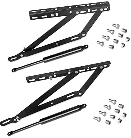 Emuca - Set di meccanismi di Sollevamento per Divano Letto, Sistema Laterale 90 cm, Verniciato Nero, Acciaio