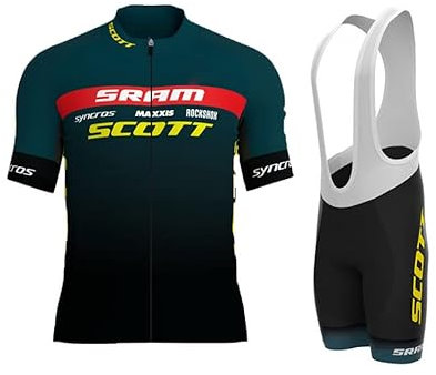 HOMTOL Abbigliamento Ciclismo da Uomo Maniche Corte Completo Bici Completo Ciclismo Manica Corta Tuta Ciclismo Uomo Pantaloncini con Bretelle in Gel 3D Traspirante e ad Asciugatura Rapida