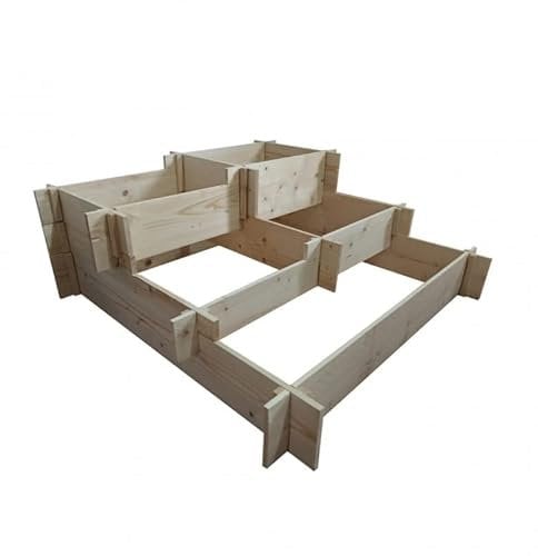 Outiror - Carré Potager à 3 Étages (5 Cases) - en Pin Traité Autoclave - 93 cm x 93 cm x 36 cm