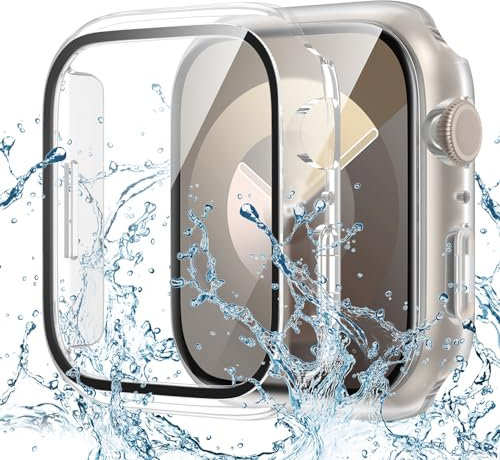 Goton Custodia protettiva impermeabile compatibile con Apple Watch Series 6/5/4/SE 40 mm, paraurti rigido con vetro temperato per iWatch Cover 40 mm