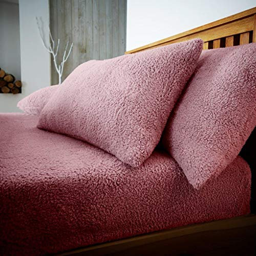GC GAVENO CAVAILIA 2 Pack Teddy Fleece Pillow Cases - 100% Polyester Thermal Warm & Cozy Pair of Soft Fluffy Plain Fleece Pillow Cases - Pink