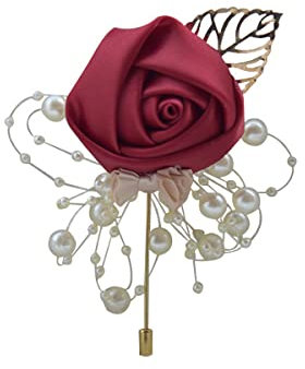 Boutonnière Broche en Tissu pour Mariage Boutonnière Corsage Accessoire Fleur Artificielle avec Epingle pour Fête Mariage Bal