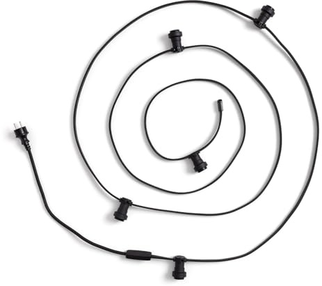 LEDKIA LIGHTING Girlande für den Außenbereich IP44 Flaches Kabel mit Fassung E27 nach Maß Schwarz 5 m | Ideal für Weihnachten
