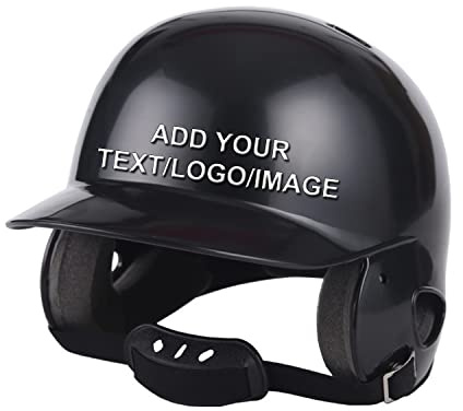 Custom Personalized Baseball Batting Helmet,Customize Your Image Logo Text (Style1-Black, Senior)
