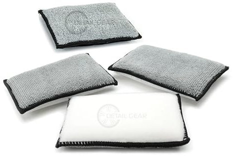 DETAIL GEAR Scrub Ninja Pad - Interior Scrubbing Sponge (6”x3.5”) for Leather, Plastic, Vinyl and Upholstery Cleaning - 4 pack