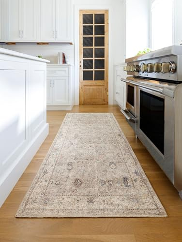 Livabliss x Becki Owens Davina Vintage Rug, Runner Rugs Living Room 80x220 cm, Hallway, Kitchen Area, Traditional Multicoloured Boho Style, Easy Care, Bohemian Large Rug, Brown, Grey