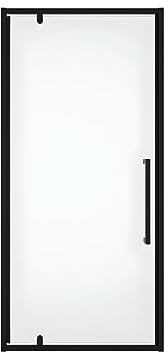 Vente-unique - Porte de douche pivotante en métal noir mat au style industriel - 90 x 195 cm - TAMRI