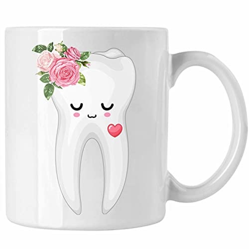 Trendation - Zahnarzthelferin Tasse Lustiges Geschenk für Beste Zahnarzthelferin (Weiß)