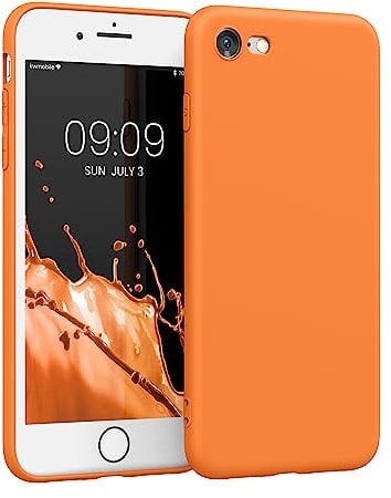 kwmobile Case Compatible with Apple iPhone SE (2022) / iPhone SE (2020) / iPhone 8 / iPhone 7 Case - Protective Slim TPU Phone Cover - Soft Matte Finish - Fruity Orange