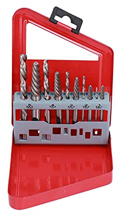 Cobalt Drill Bit Set Screw Extractor Drill Bit Set Left Hand Cobalt British System Stud Removers to Remove Damaged Studs (red Iron Box)