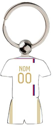 Porte Clé Football Lyon 2023 2024 Maillot Domicile Personnalisable avec Nom et Numéro