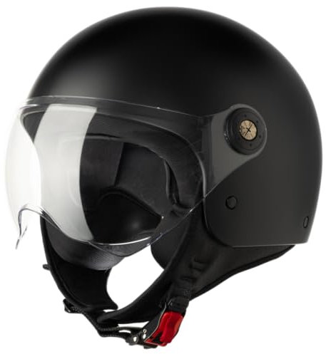 VINZ Duoro Roller Helm Jet Helm Mopedhelm Herren und Damen | in Gr. XS-XXL | Jethelm mit Visier | ECE 22.06 Zertifiziert | Motorradhelm | Erhältlich Schwarz Matt
