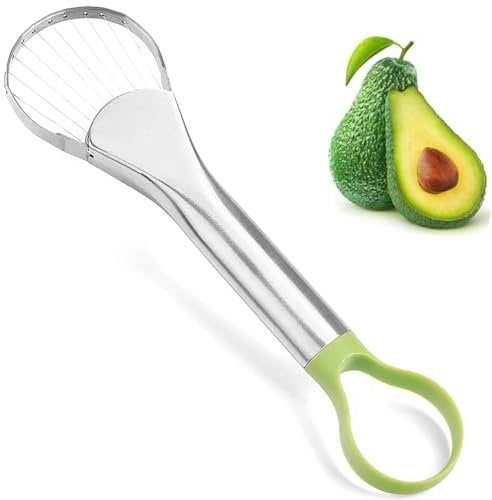 RUIENGCOMM Avocado Separator Stainless Steel Avocado Slicer Avocado Peeler Avocado Kitchen Tool for Avocados but Also Kiwifruit Dragon Fruit Mango Kiwifruit
