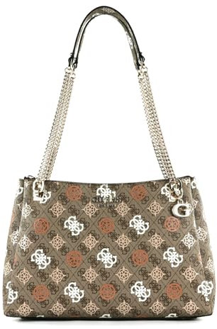 Guess Eliette Logo Girlfriend Carryall Latte Logo Multi, Latte Logo Multi, OneSize