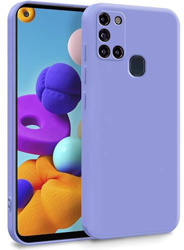 MyGadget Hülle für Samsung Galaxy A21s - Zweilagige Handyhülle mit Kameraschutz - Cover mit Innenfutter & Silikon außen - Flieder