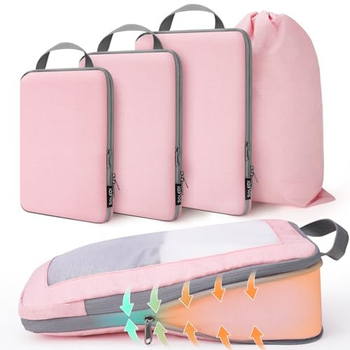Koffer Organizer Set mit Kompression [5-teilig] - SOLEDI Packing Cubes Mehr Platz Sparen - Travel Organizer für Koffer und Rucksack - Extra Leichte Kleidertaschen, Reise Organizer, Packwürfel