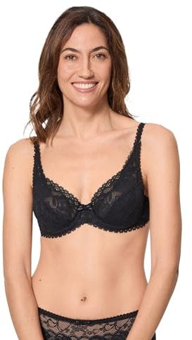 Playtex Flower Elegance Soutien-Gorge à Armatures en Dentelle Femme x1, Noir, 100B