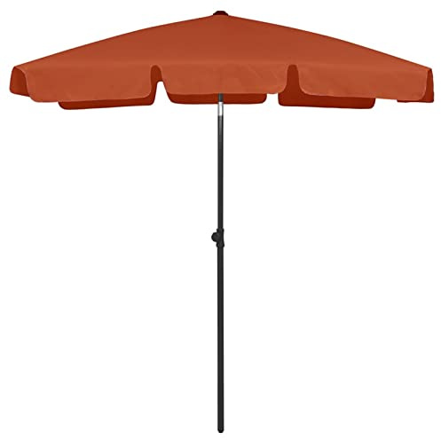 Juroupi Parasol de Plage Terre Cuite 180x120 cm Parasol De Jardin Exterieur,Protection UV,Parasol,