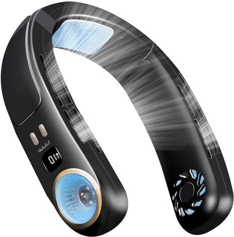 Inkoby Aire Acondicionado para el Cuello Ventilador de Cuello Portátil Ventiladores de Cuello Sin Aspas Recargables Que Soplan Aire Frío Enfriador Personal Negro