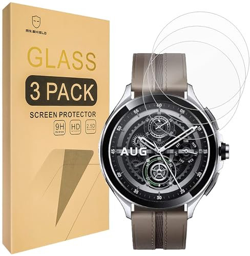 Mr.Shield Screen Protector compatible with Xiaomi Watch 2 Pro [Tempered Glass] [3-PACK] [Japan Glass with 9H Hardness]