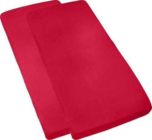 Erwin Müller Kinder-Spannbettlaken Murnau 2er-Pack Single-Jersey - rot Größe 60x120 cm - 70x140 cm - hautfreundlich, atmungsaktiv, bügelfrei, strapazierstark