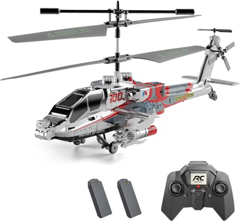 Dodoore 3.5CH Remote Control Helicopter, 2.4G 1:48 Mini Military RC Helicopter, Altitude Hold, LED Light, One-Key Take Off/Landing, Builtin Gyroscope, Simulated Fighter Toy for Adults 2 Battery