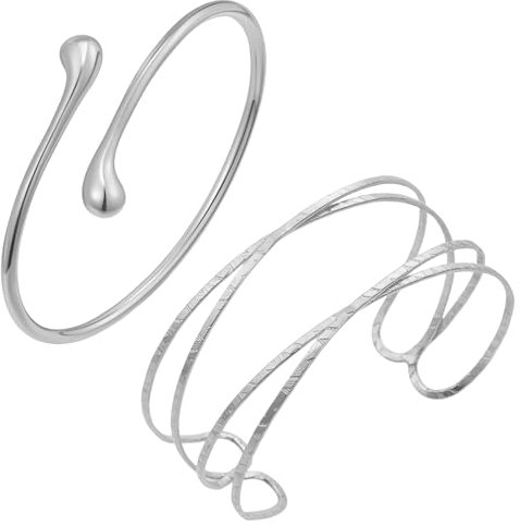 TenaLucy 2 Stück Offenes Oberarmreif,Oberarmbänder für Damen Gold Armreif Minimalistisch Armreif Oberarm Offen Verstellbar Zarter Geschichteter Armreifen armband damen gold