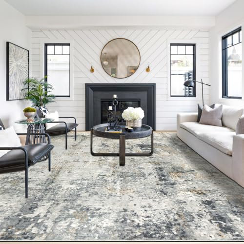 Capslpad Graugold Abstraktes Teppich Wohnzimmer 200x300cm rutschfest Kurzflor Kunstwolle Schlafzimmer Teppich Waschbar Minimalistisch Bettvorleger Teppiche für Wohnzimmer Schlafzimmer Büro Dekor