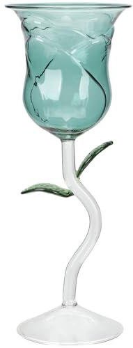 CRILSTYLEO Bicchiere Da Vino Rosso Con Fiore Di Rosa Per San Calice Dalla Forma Elegante Da 200 Ml Design Decorativo Con Rosa Per Cocktail