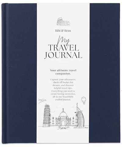 Travel Planner & Holiday Journal for 16 Trips – Navy Adventure Scrapbook, Bucket List & Travel Diary for Women, Men & Couples – Gift for Travellers