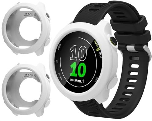 GIOPUEY Coque Compatible avec Garmin Forerunner 55, [2 Pièces] Souple TPU Silicone Case Cover Protecteur Etui - White
