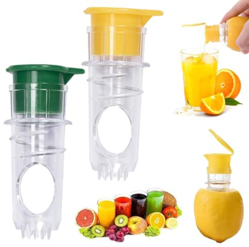 LACHT 2 Stück Zitronenpresse Klein Set, Limettenpresse Lemon Squeezer Handpresse,Zitronensaft Ausgießer Entsafter,Zitruspresse Manuell, für Orangen, Zitronen, Zitrusfrüchten(Gelb und Grün）