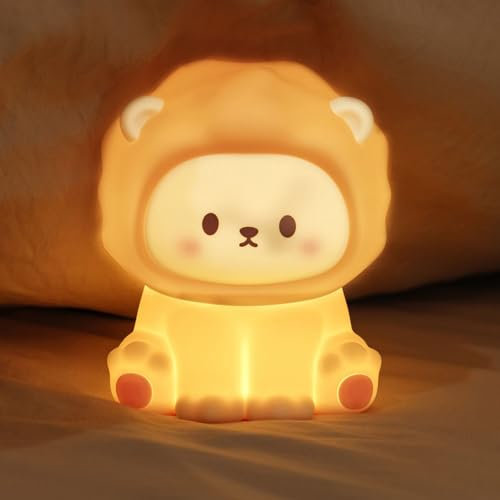MARZIUS Cute Lion Cartoon Kinderzimmer Nachtlichter, große Katze Design Safe Silikon Soft LED Kinderzimmer Lampe für Kleinkind Zimmer Dekoration