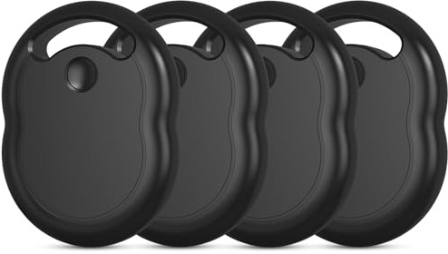 Air Tags-4 Pack, Key Finder Works with Apple Find My(iOS only), Replaceable Battery, Apple Tag, Bluetooth Locator for Luggage, Cars, Bags, [Apple MFI Certified] Black-4 Pack