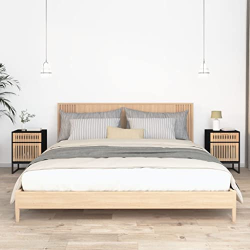 Lauuoeriau Home & Garden,Furniture-Bedside Cabinets 2 pcs Black 40x30x55.5 cm Engineered Wood&Iron