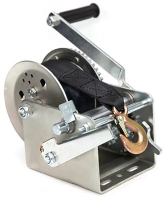 HYBMRQVD Palan à chaîne, treuil Manuel à 2 Vitesses, 1 420 kg, avec Frein à Main, pour remorque de Bateau, avec Sangle de Ceinture