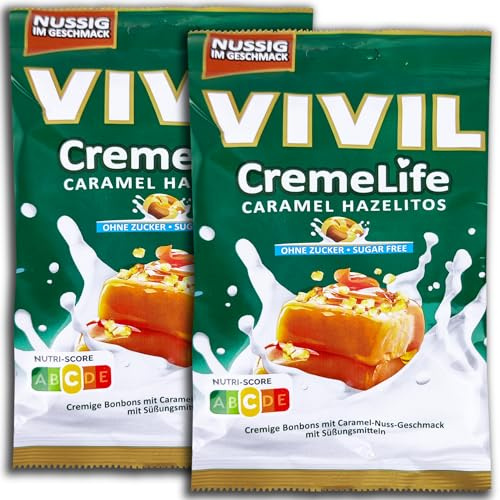 2 er Pack Vivil CremeLife Caramel Hazelitos ohne Zucker 2 x 90 g