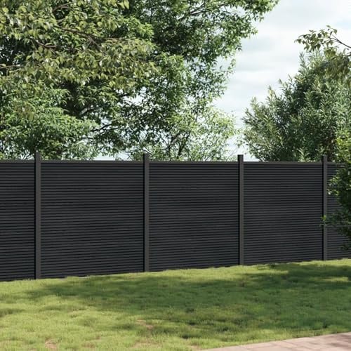 Festnight WPC Sichtschutzzaun 526x186 cm WPC Zaun Sichtschutz Zaun Lamellenzaun Zaunelemente für Draußen Gartenzaun Grau