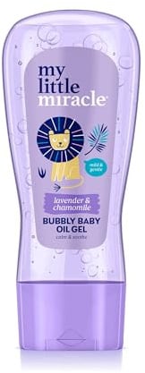 My Little Miracle Bubbly Baby Oil Gel Lavendel & Kamille, ideal für Baby-Massage, beruhigend und beruhigend, beugt Trockenheit vor, 200 ml