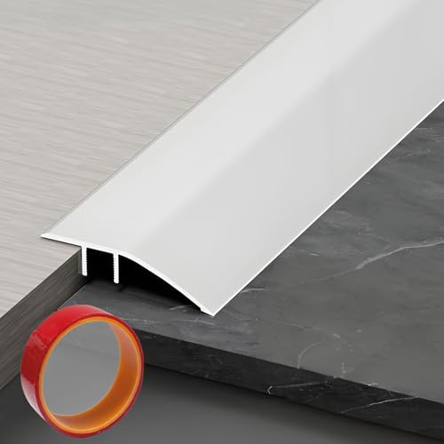 0,9 m x 43 mm Alu Böden Übergangsprofil Höhenausgleich Überbrücken von 5-12 mm, Übergangsleiste Türleiste geeignet für Türöffnungsschwellen-Rampen-Fliesenlaminat (Silber, 0,9 m x 43 mm)