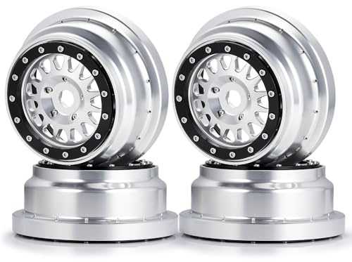 ZHRCFUN 4 Stück CNC RC Beadlock Felgen Wheel Rims für Losi 1/6 Super Baja Rey 2.0 RC Truck Upgrade Zubehör