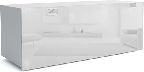 MEBLOHAND Wandschrank 100 cm - Universell Hängeschrank mit Klappe, Laminierten Fronten - Wandregal Bücherregal für Wohnzimmer Hochglanz Weiß