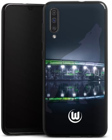 Silikon Hülle kompatibel mit Samsung Galaxy A50s Case schwarz Handyhülle VFL Wolfsburg Stadion Offizielles Lizenzprodukt