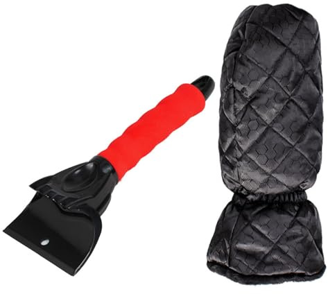 RQcMid Eiskratzer Auto, Scheibenkratzer Auto, Eiskratzer Auto mit Handschuh, 2-teiliges Set für die Autoscheibe, 25,5 x 9,5 cm Kratzer und 15 x 30 cm Handschuh