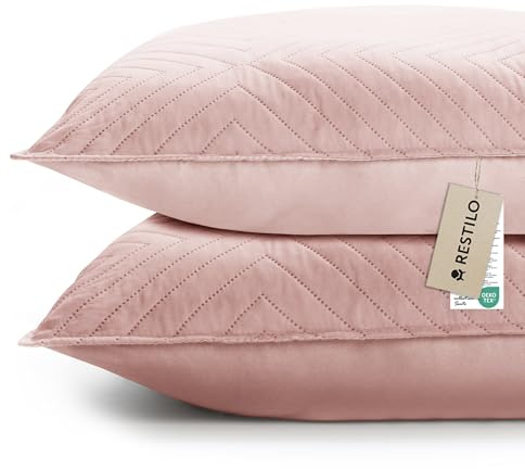 RESTILO Kissenbezug 45x45 cm 2er Set Lachs Kissenhülle Dekorative Sofakissen Dekokissen Zierkissenbezug Ultrasonic Steppung weich für Sofa deko ideal für Wohnzimmer Schlafzimmer Softa