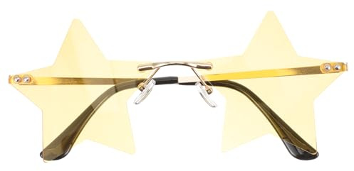 ibasenice Stern Sonnenbrille Randlose Partybrille mit Goldenem Metallrahmen | PC-Gläser, goldener Metallrahmen, kreative Sternform, leichtes Design für Festivals und Strand, inklusive 1 Brille