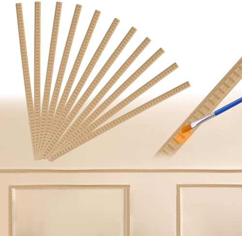 MOROBOR Dekorative Holzverkleidung, 12 Stück, unlackiert, 3D-Form, niedliche DIY-Zierleisten, quadratische Linien, geformte Wand, Holzleiste für Zuhause, Wand, Schrank, Regal, Fenster, Tür, Dekor